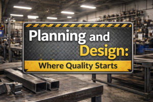 Industrial workspace with quality signage