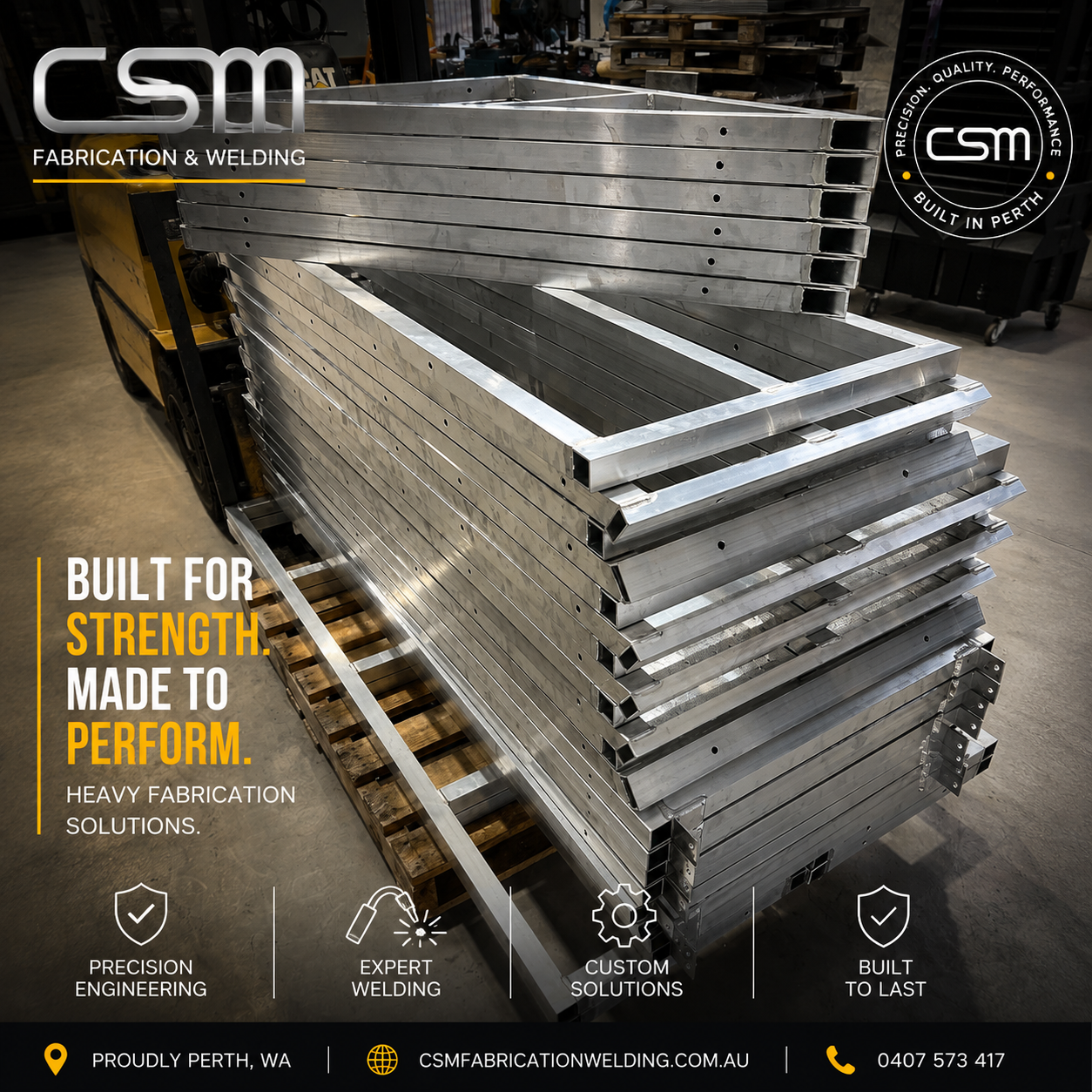 Custom aluminium frames fabricated in Perth WA by CSM Fabrication & Welding
