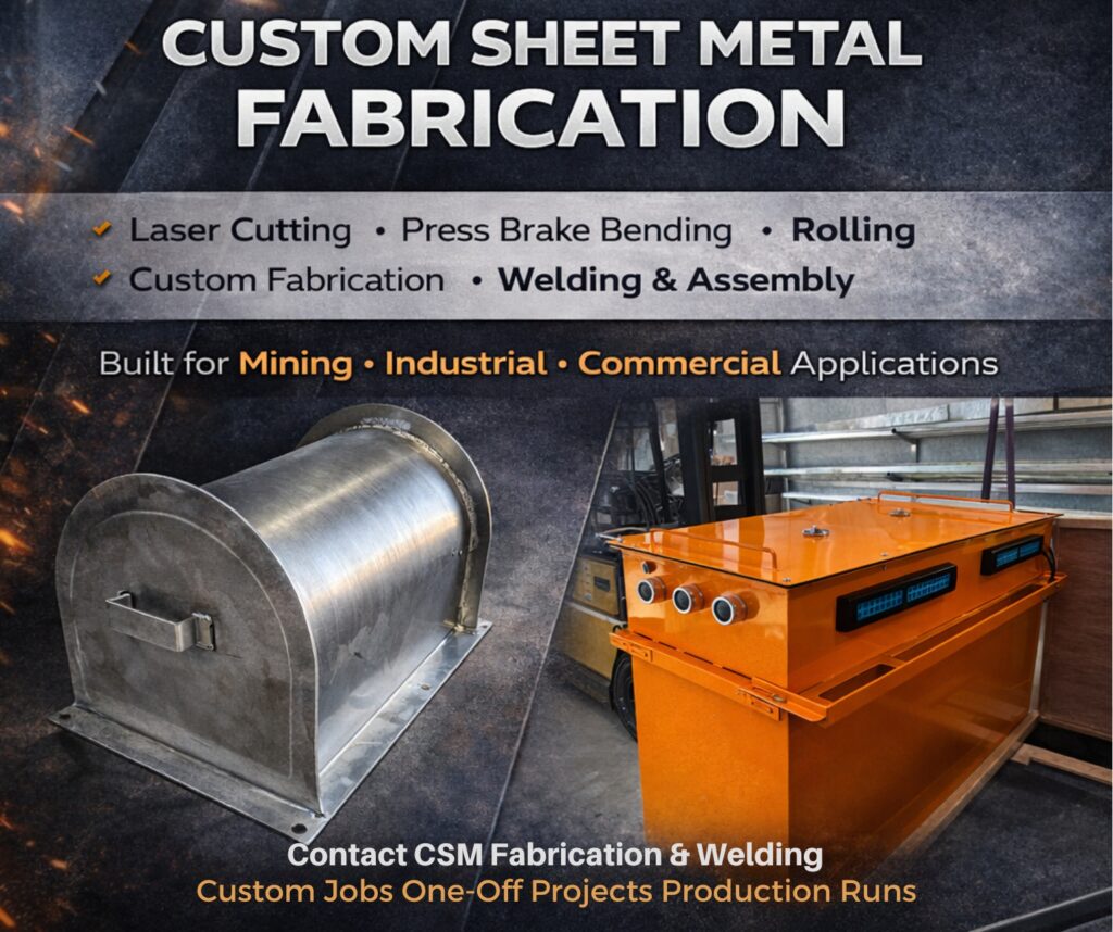 Custom sheet metal fabrication Perth laser cutting bending welding