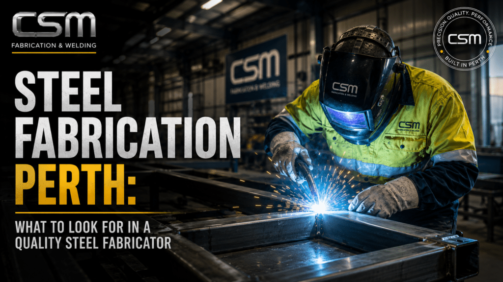 Steel fabrication Perth welder fabricating a custom steel frame at CSM Fabrication & Welding